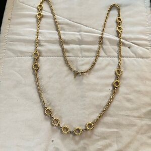 Crown Trifari Gold Tone Chain w/Open Circles at Various Places Around Vintage